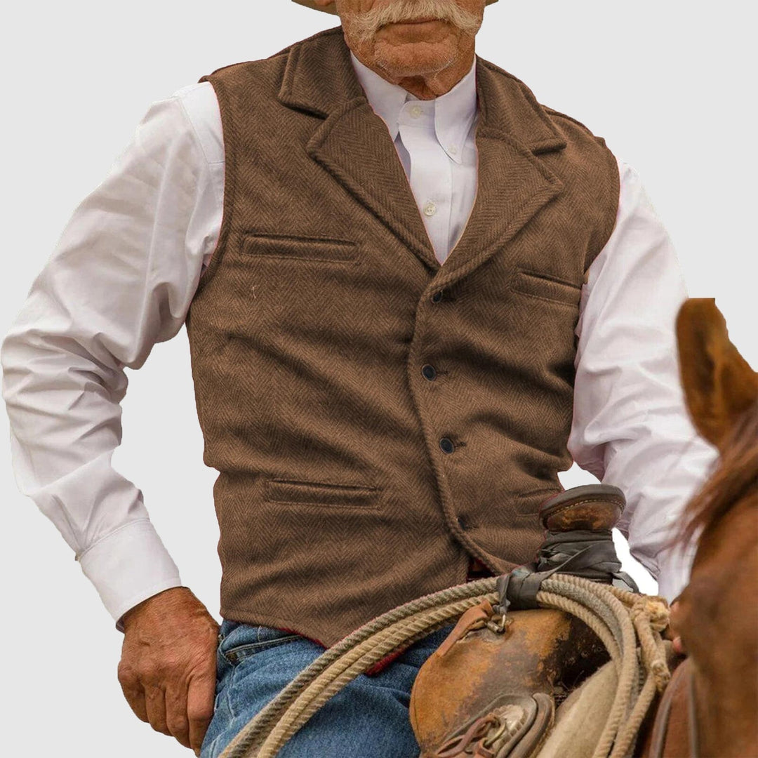 Men's Western-style vest with button placket 
