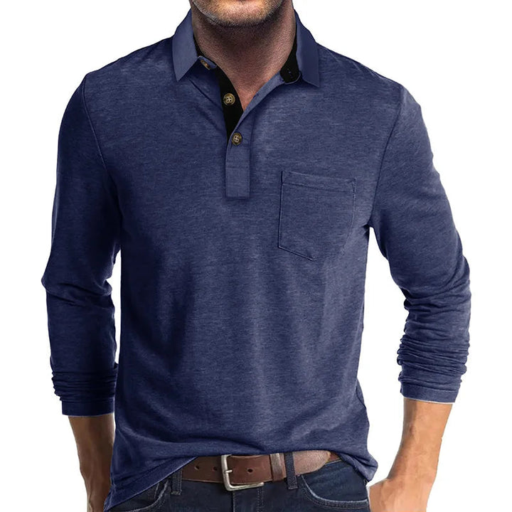 Men's long-sleeved shirt with a classic cut