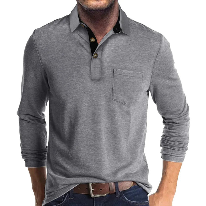 Men's long-sleeved shirt with a classic cut