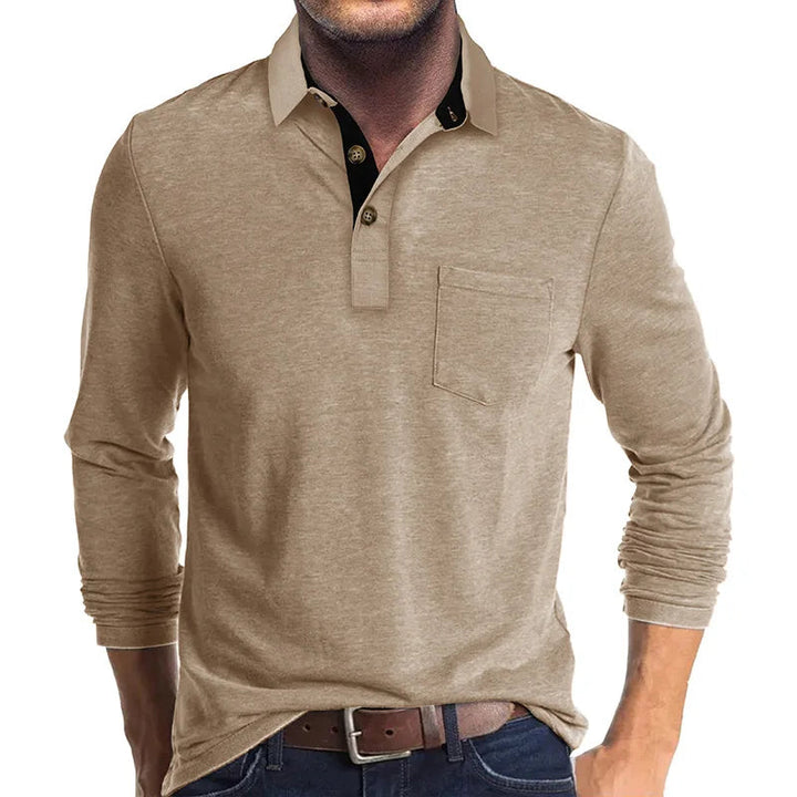 Men's long-sleeved shirt with a classic cut