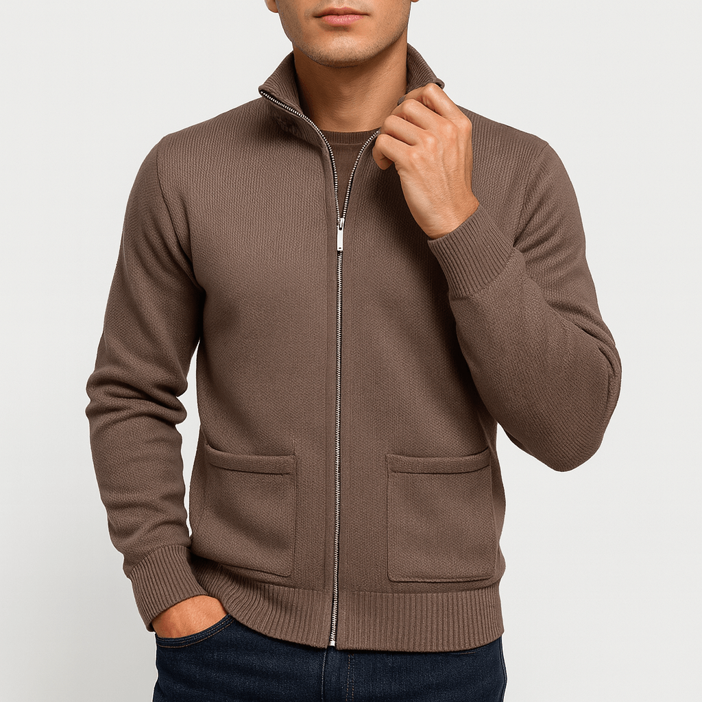 Men's cotton cardigan with zipper