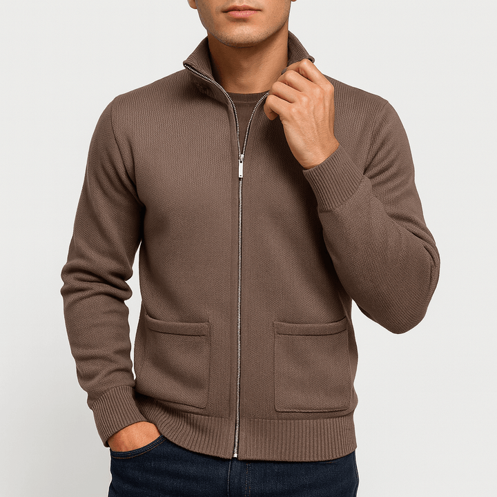 Men's cotton cardigan with zipper