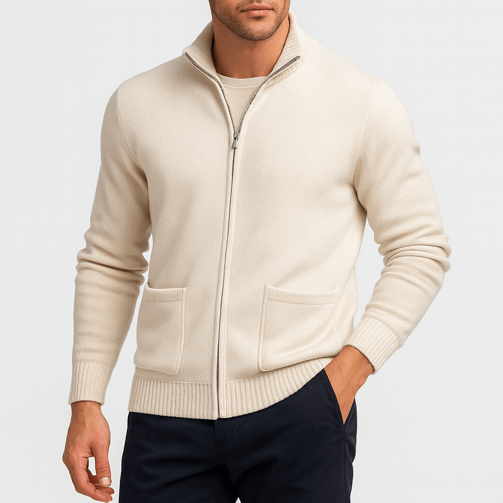 Men's cotton cardigan with zipper