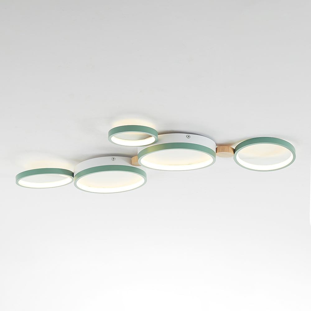 Modern LED ceiling light with grey metal rings 