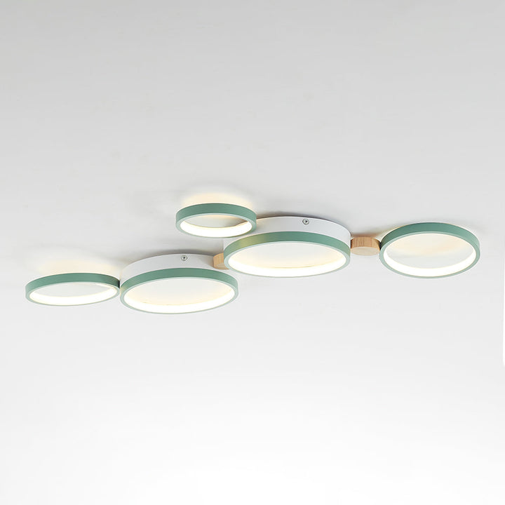 Modern LED ceiling light with grey metal rings 