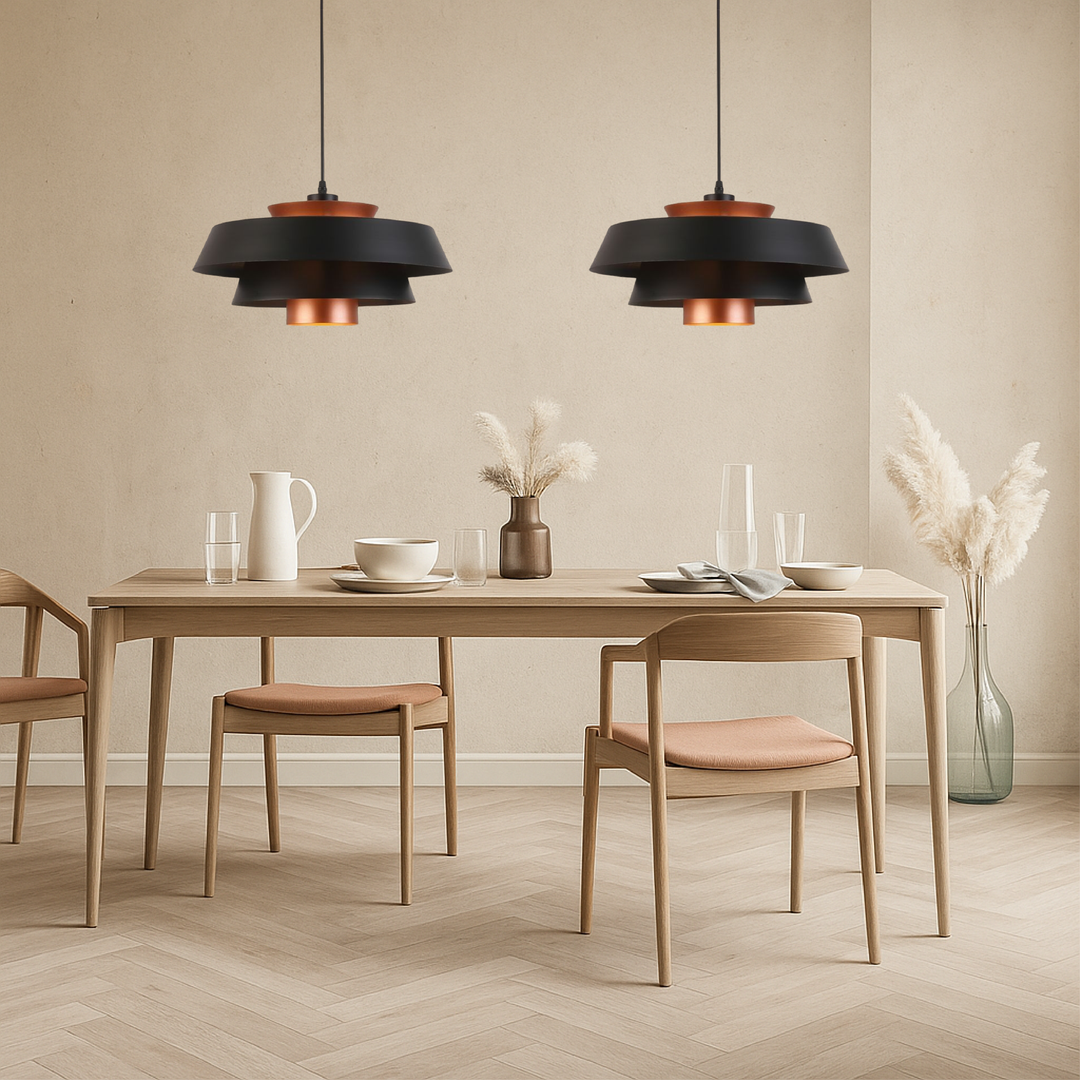 Retro Pendelleuchte aus Metall im industriellen Stil