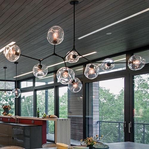 Gaffer chandelier with floating light elements