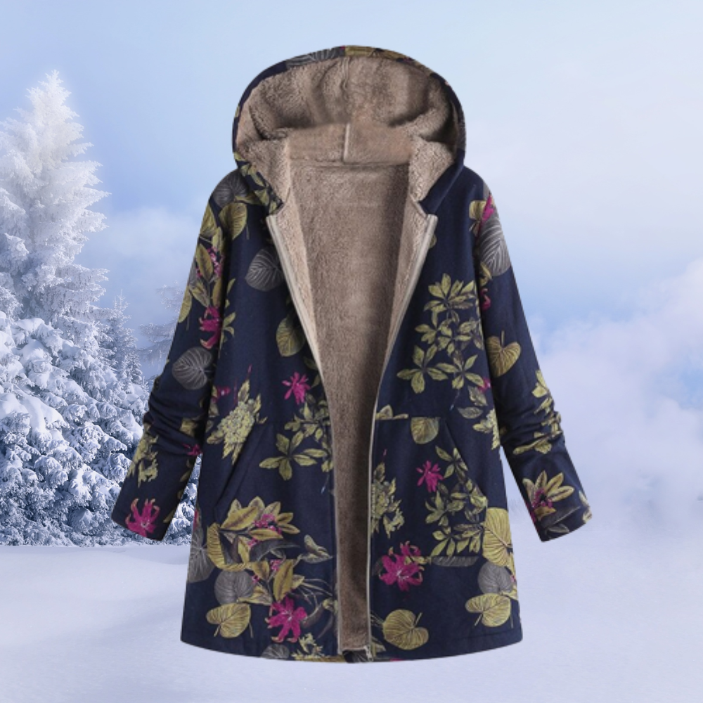 Women's Winter Coat with Hood and Various Patterns 