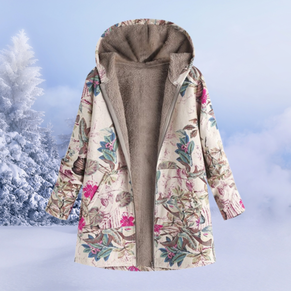 Women's Winter Coat with Hood and Various Patterns 