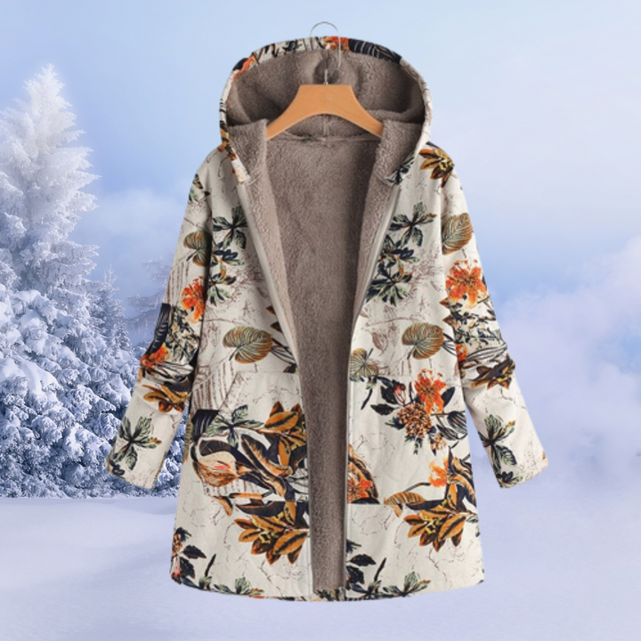 Women's Winter Coat with Hood and Various Patterns 