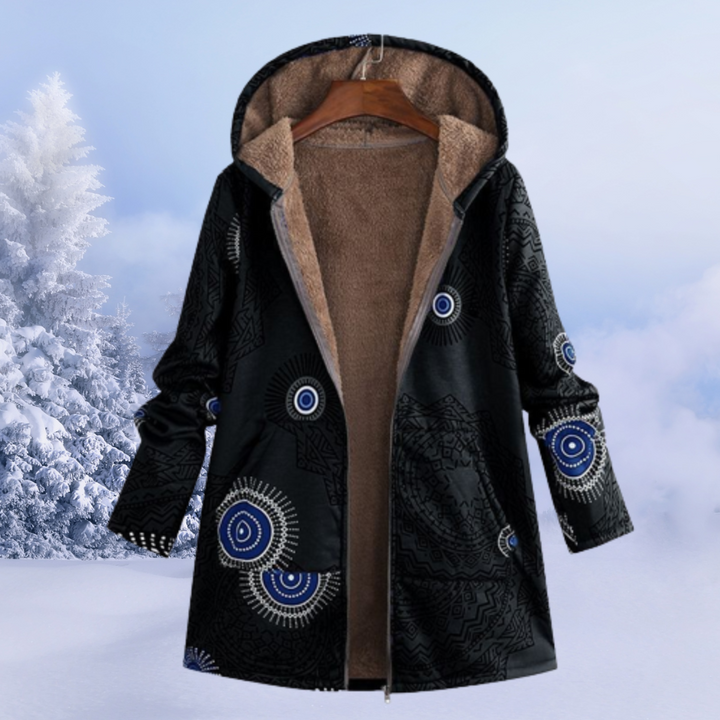 Women's Winter Coat with Hood and Various Patterns 