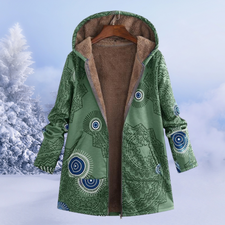 Women's Winter Coat with Hood and Various Patterns 