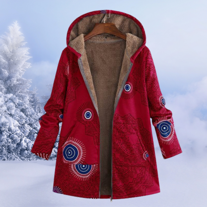 Women's Winter Coat with Hood and Various Patterns 