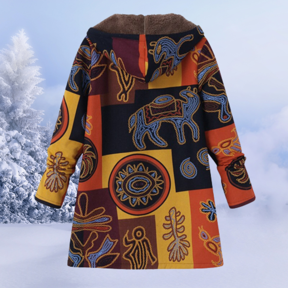 Women's Winter Coat with Hood and Various Patterns 