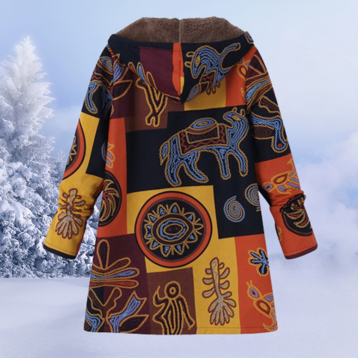 Women's Winter Coat with Hood and Various Patterns 