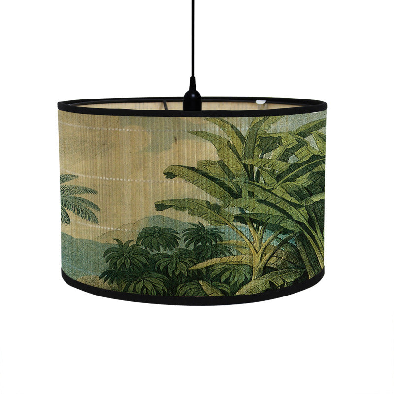 Tropical lampshade with animal motifs in vintage style – round &amp; decorative