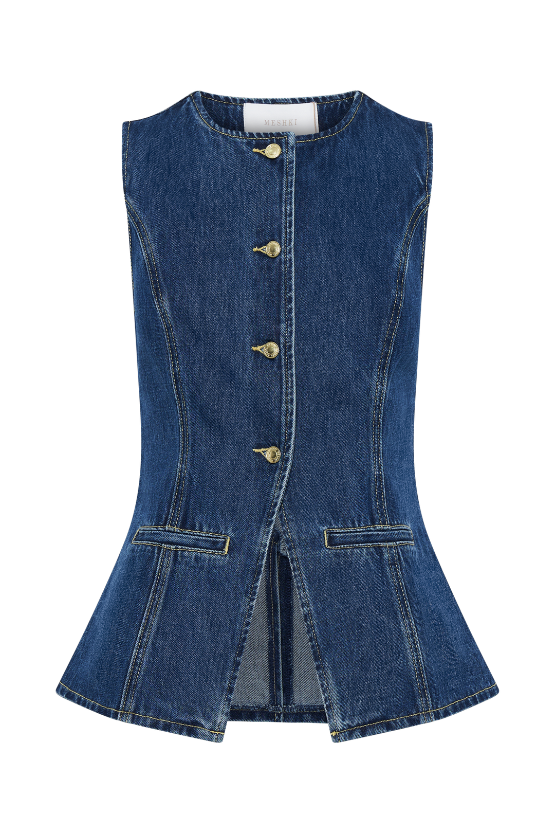 Women's Denim Set with Button Placket and Structured Silhouette