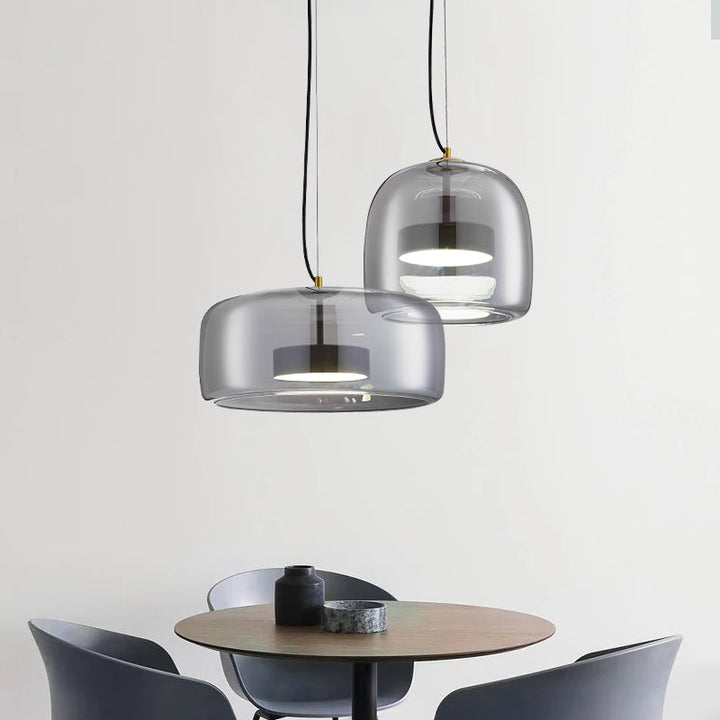 Modern glass pendant light – clear, timeless &amp; ideal for dining areas