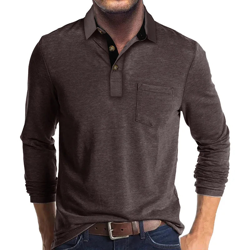 Men's long-sleeved shirt with a classic cut