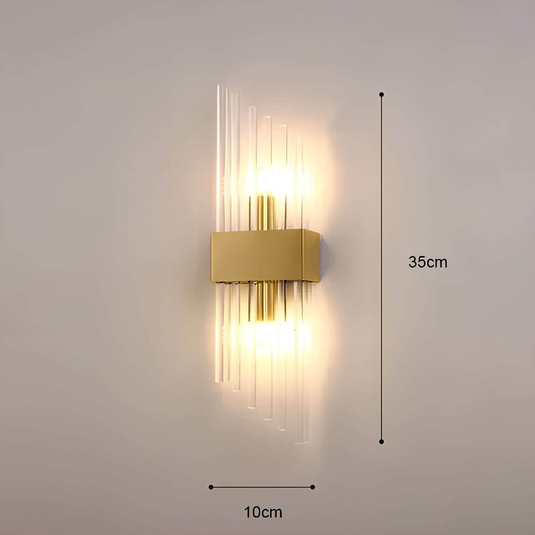 Golden crystal wall light – sparkling, elegant &amp; warm white