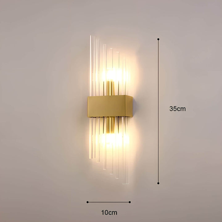 Golden crystal wall light – sparkling, elegant &amp; warm white