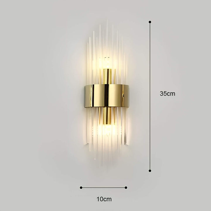 Golden crystal wall light – sparkling, elegant &amp; warm white