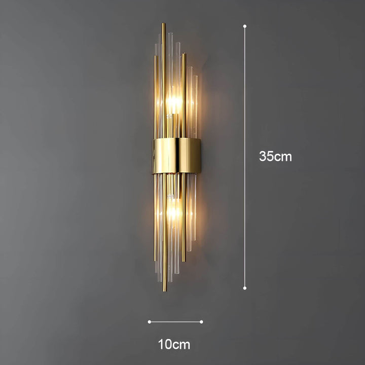 Golden crystal wall light – sparkling, elegant &amp; warm white