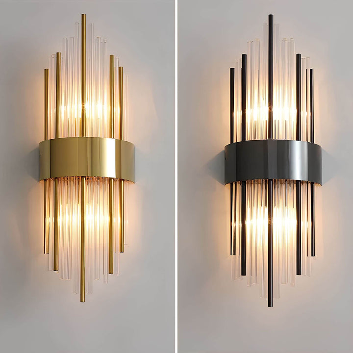 Golden crystal wall light – sparkling, elegant &amp; warm white