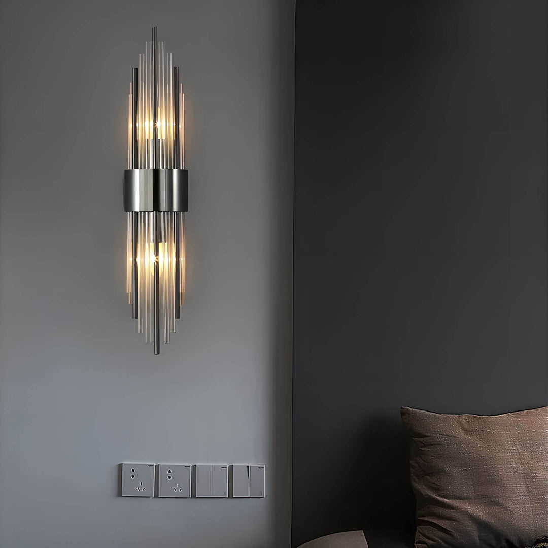 Golden crystal wall light – sparkling, elegant &amp; warm white