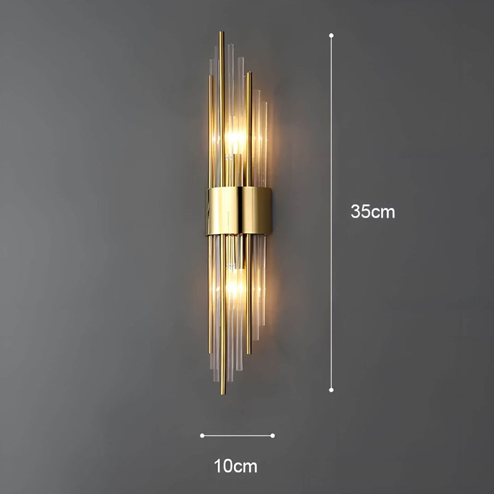 Golden crystal wall light – sparkling, elegant &amp; warm white