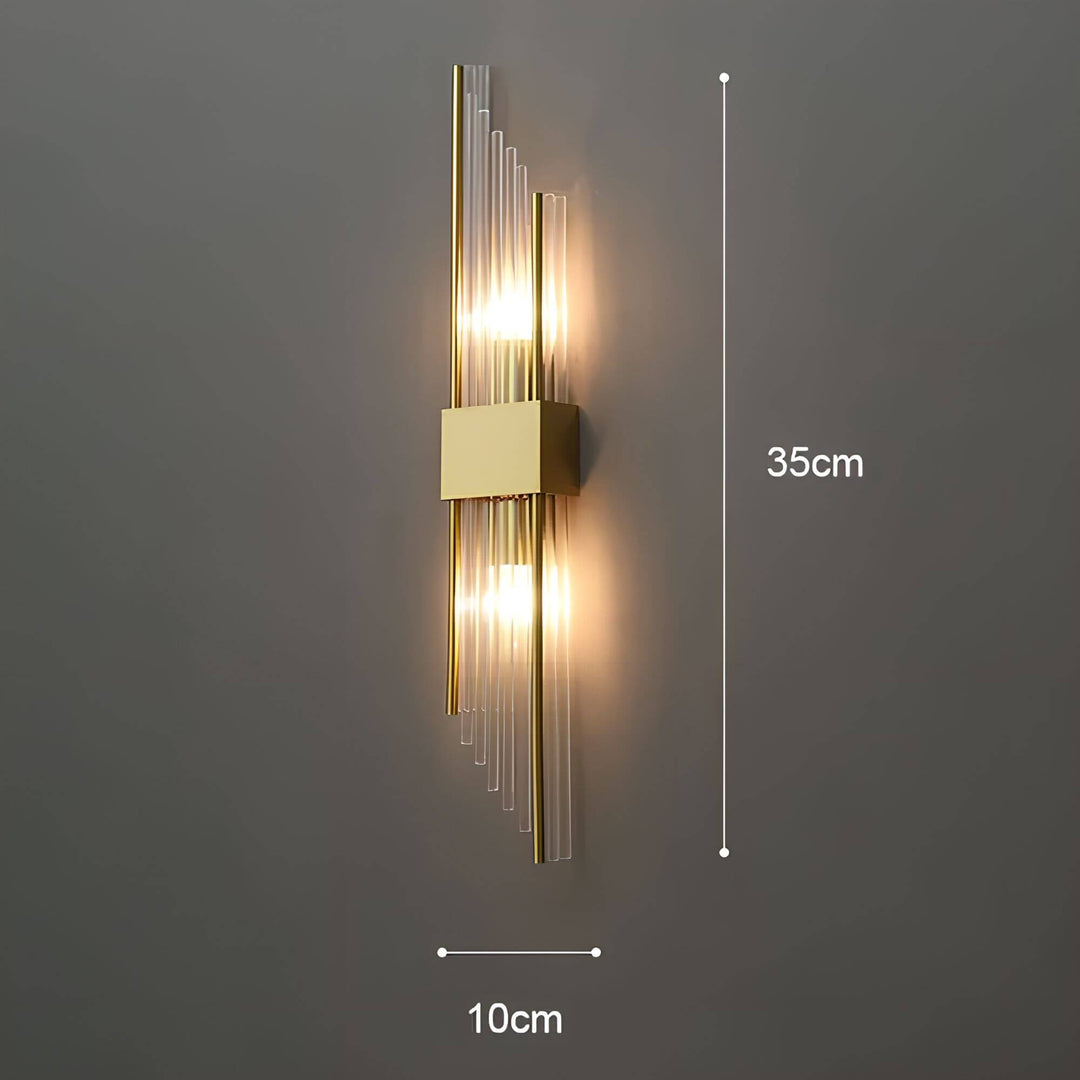 Golden crystal wall light – sparkling, elegant &amp; warm white