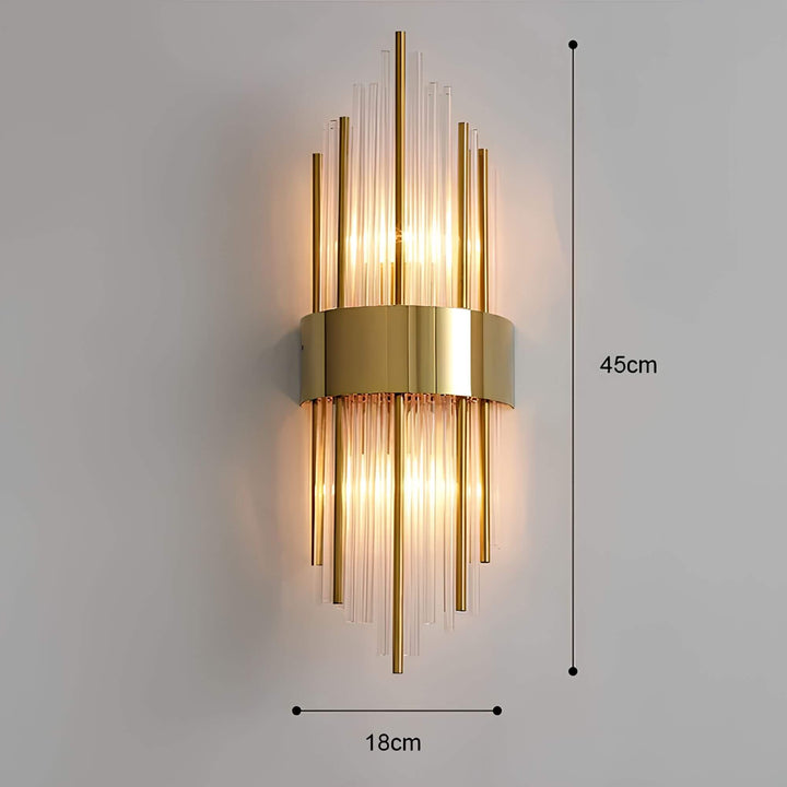 Golden crystal wall light – sparkling, elegant &amp; warm white