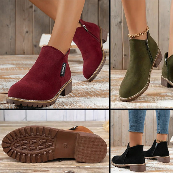 Women's ankle boots with zipper and low heel
