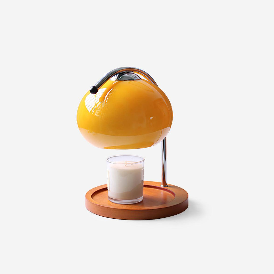 Candle warmer lamp made of glass and wood