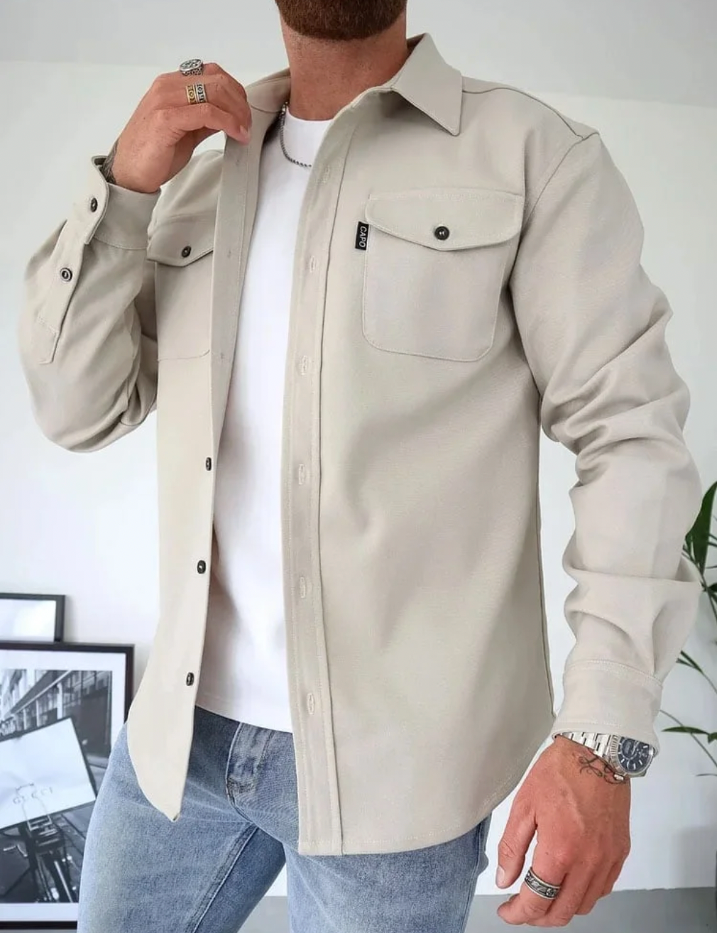 Men's Long-Sleeve Shirt with Pockets