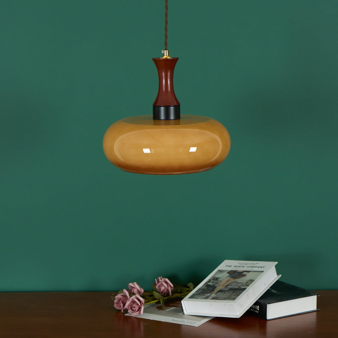 Mayon pendant lamp with brown glass shade