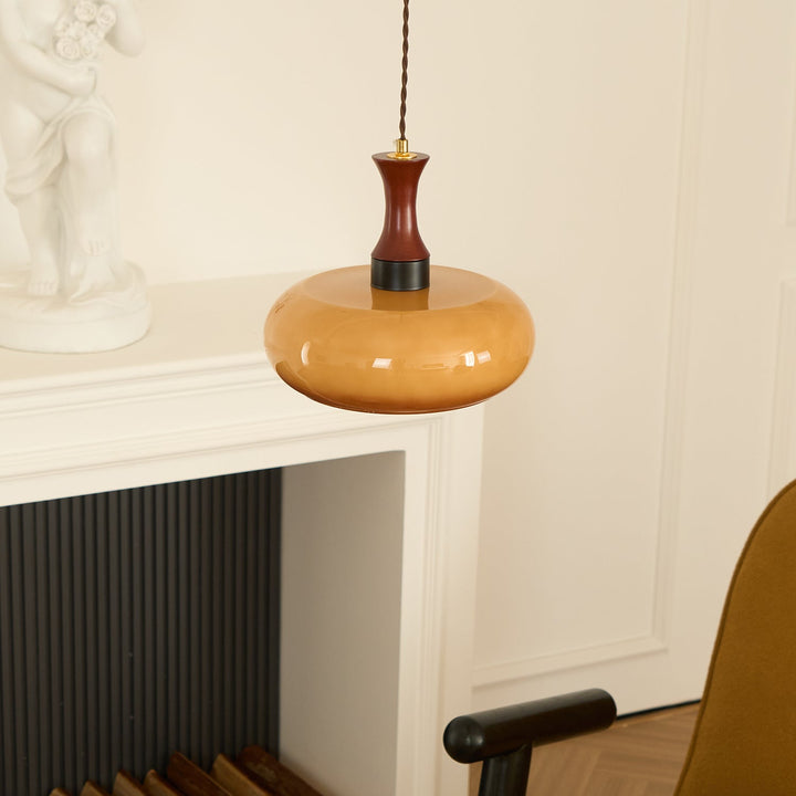 Mayon pendant lamp with brown glass shade
