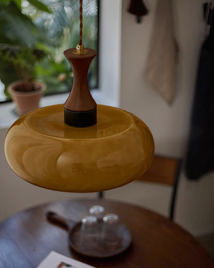 Mayon pendant lamp with brown glass shade