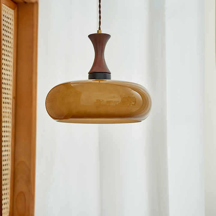 Mayon pendant lamp with brown glass shade