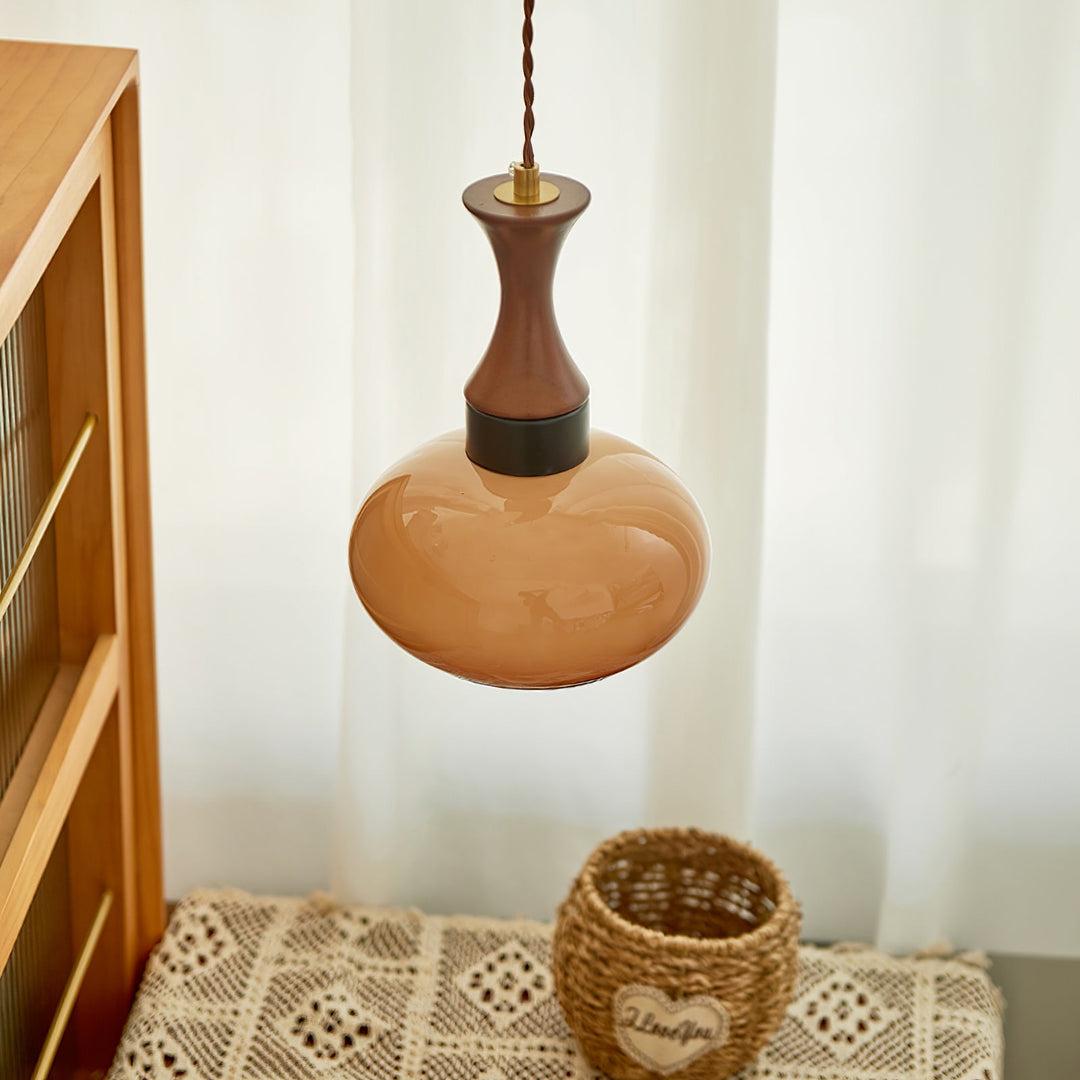 Mayon pendant lamp with brown glass shade