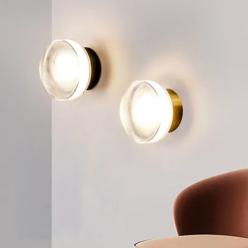Modern round LED wall light for living room and bedroom