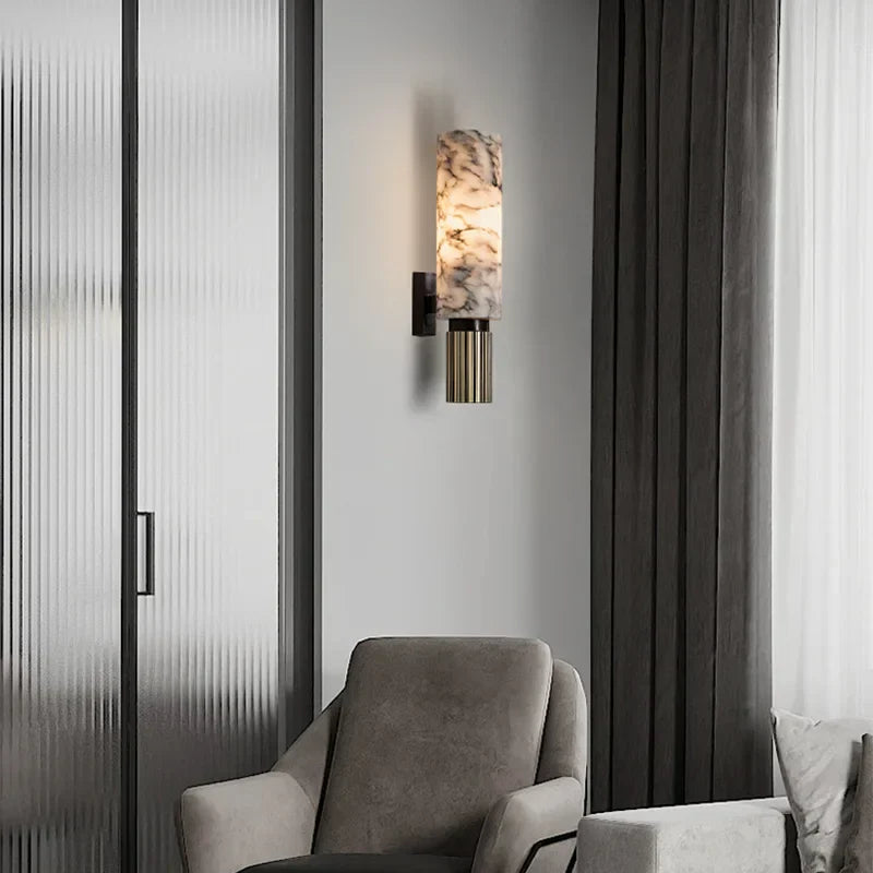 Modern LED wall light with marble look for stylish interiors