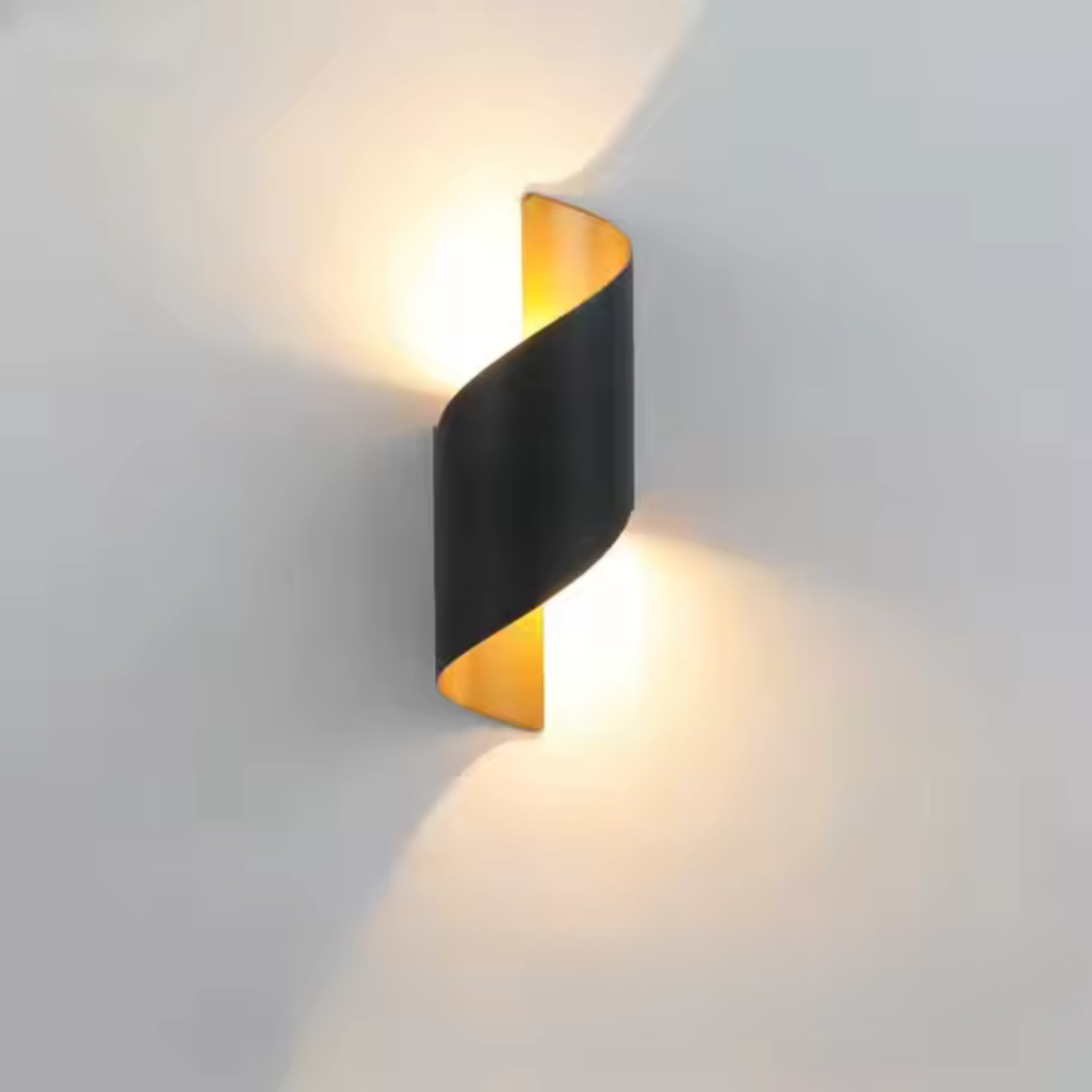 Modern black wall lamp with organic design and sculptural lighting effect