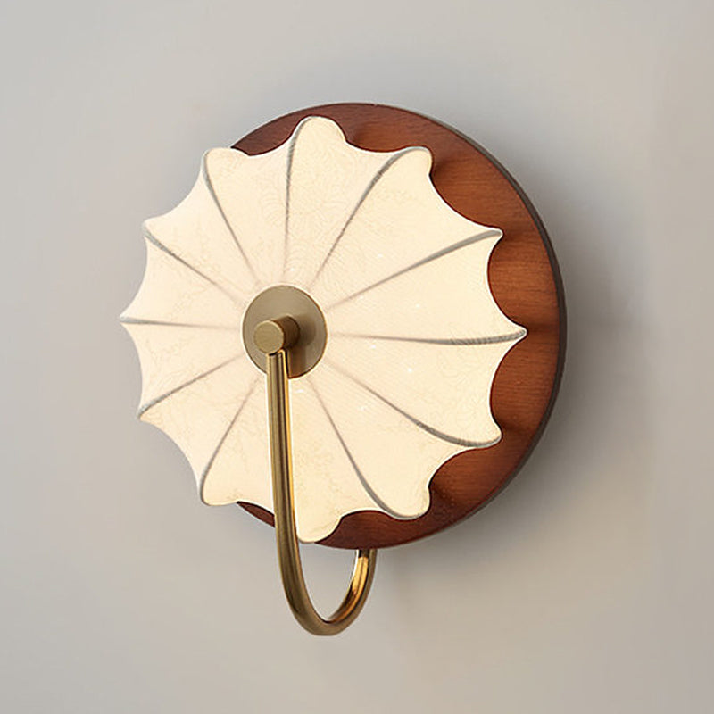 Wandleuchte Aus Stoff Und Holz Mit Integrierter LED