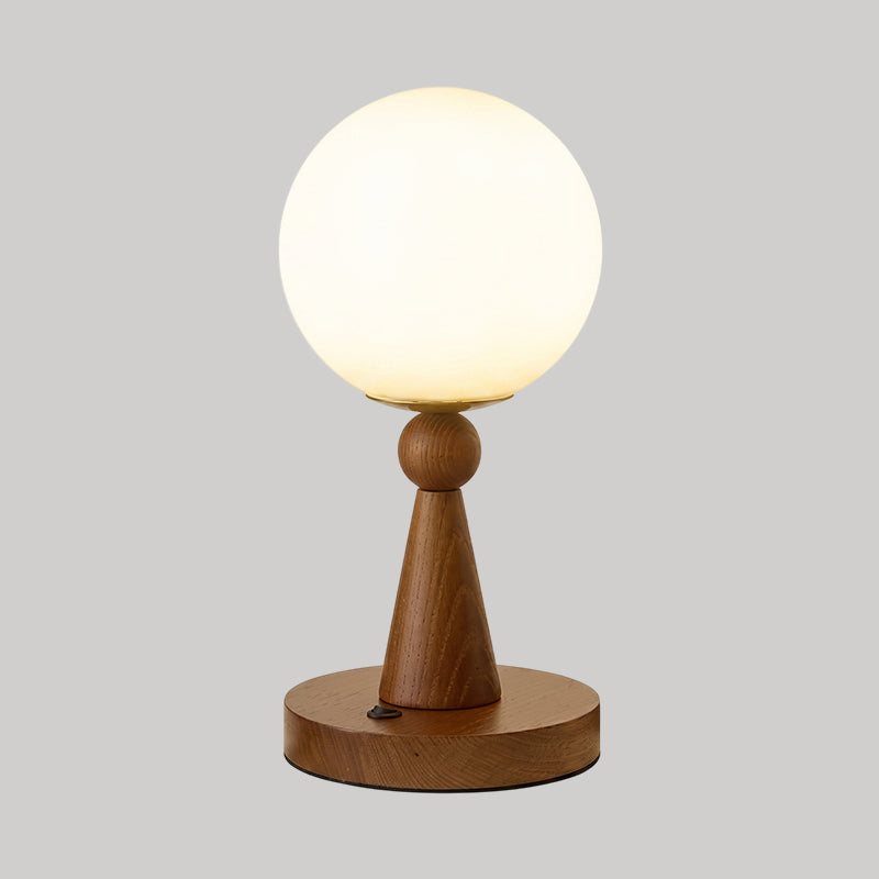 Tischlampe Holz Glas Kugel