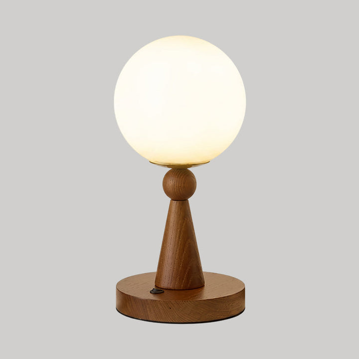 Tischlampe Holz Glas Kugel