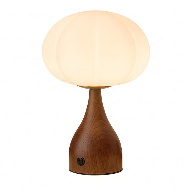 Tischlampe Geriffeltes Glas Walnussoptik