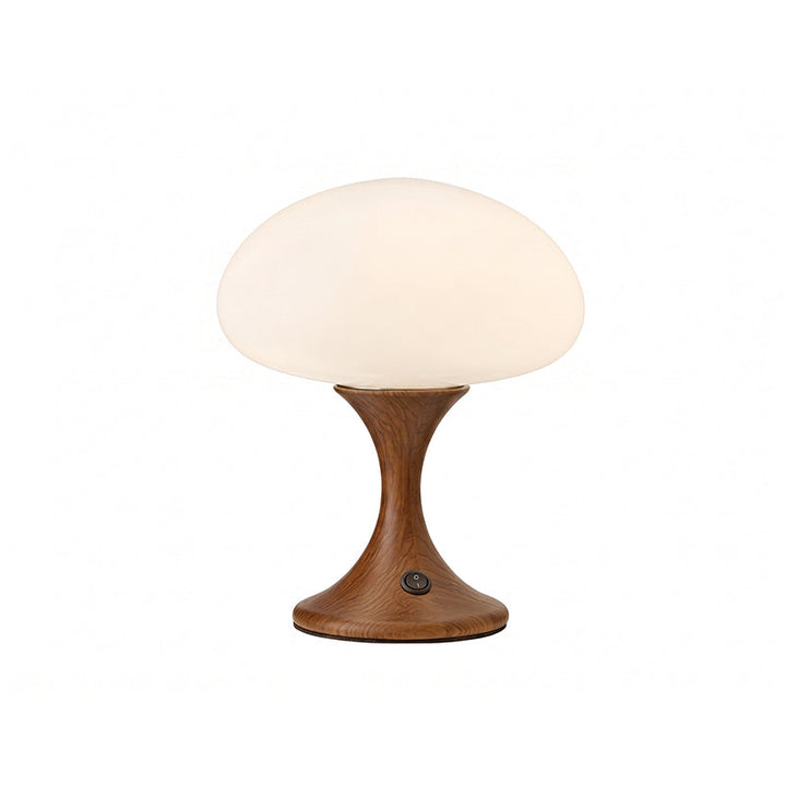Tischlampe Pilzdesign Aus Holz Und Glas