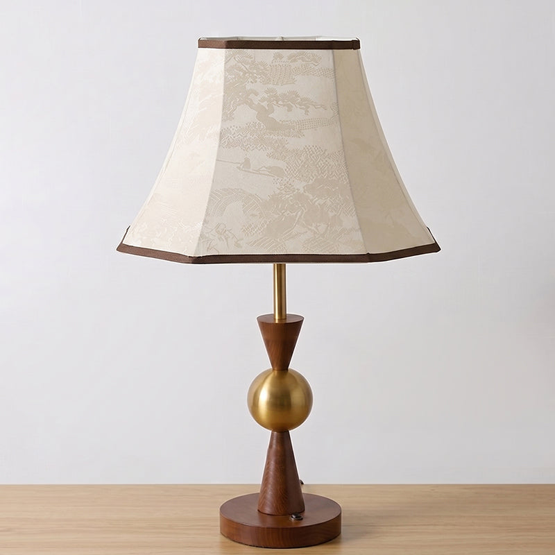 Tischlampe Aus Holz Mit Stoffschirm
