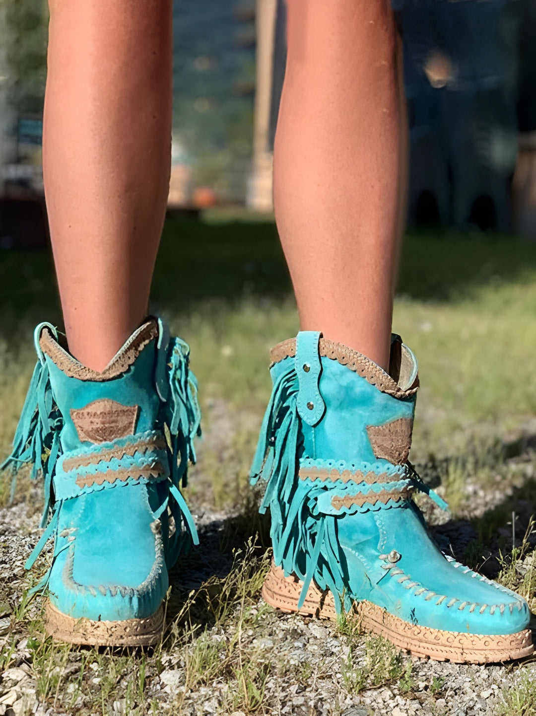 Women's Boho Ankle Boots with Fringe